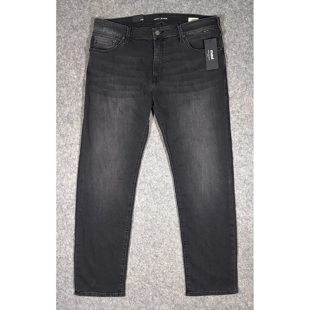 Mavi Zach Straight Leg Jeans Mens 38x32 Black Williamsburg Stretch Faded Denim
